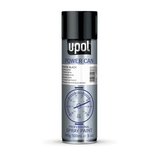 U-Pol Aerosol Power Can Professional Spray Paint Aerosol Satin Black PCSB/AL