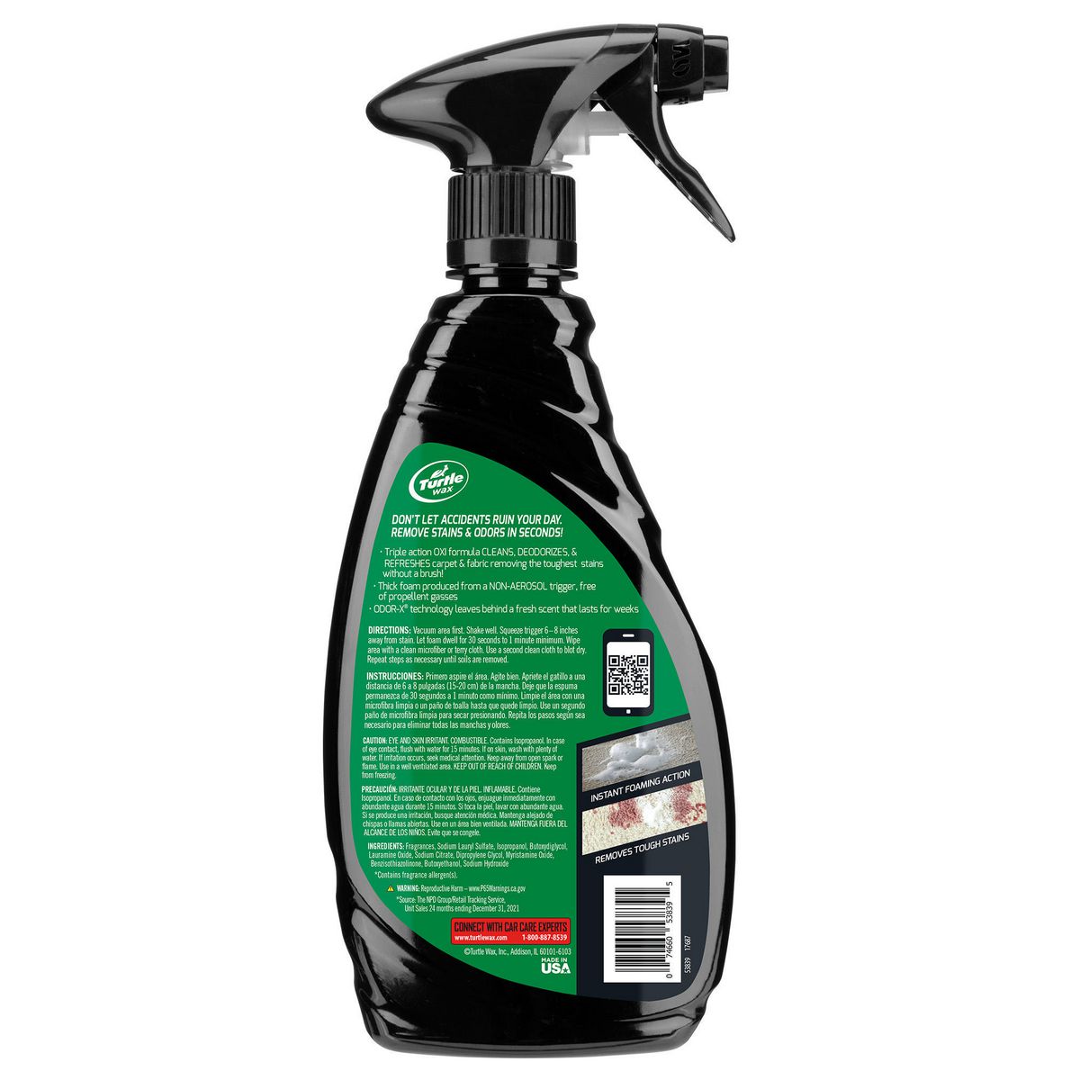 Turtle Wax Spot Clean Stain/Odour Remover 473ml 103180