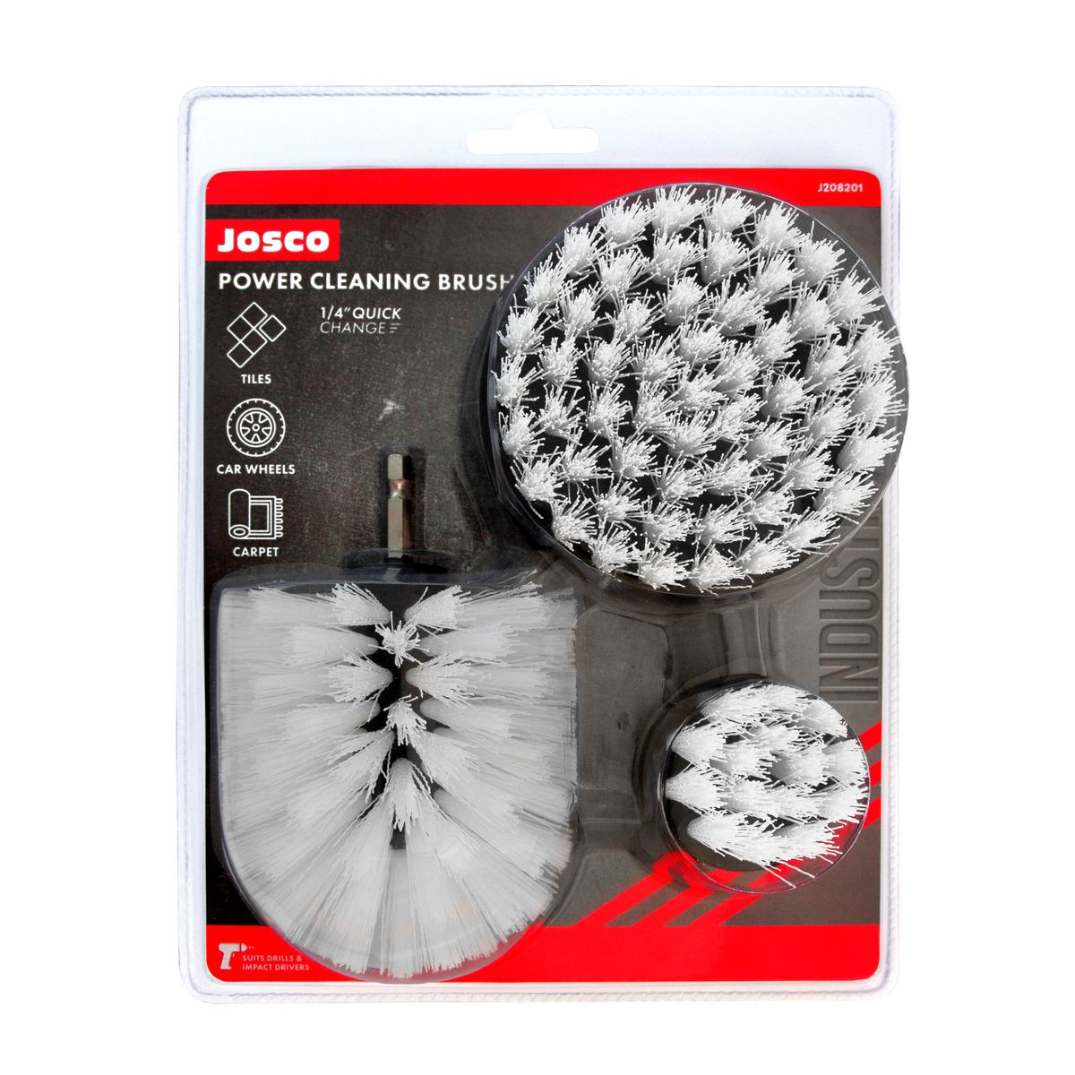 Josco Power Cleaning Brush Kit Hex Spindle 3 Piece J208201
