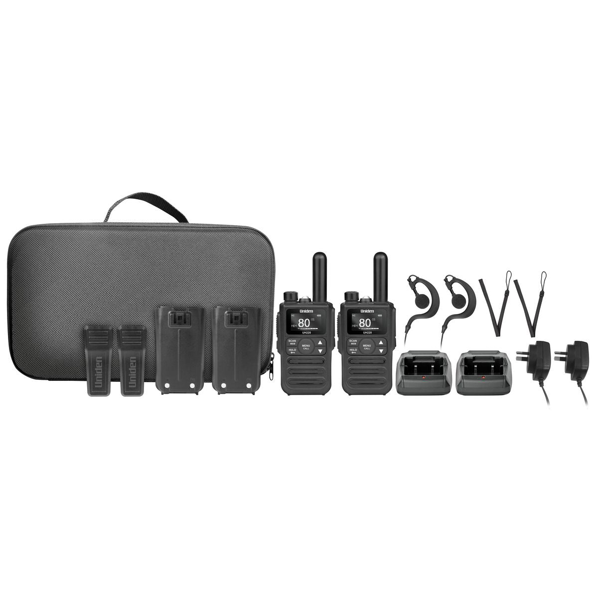Uniden 2 Watt Handheld UHF Radio Twin Pack UH220-2