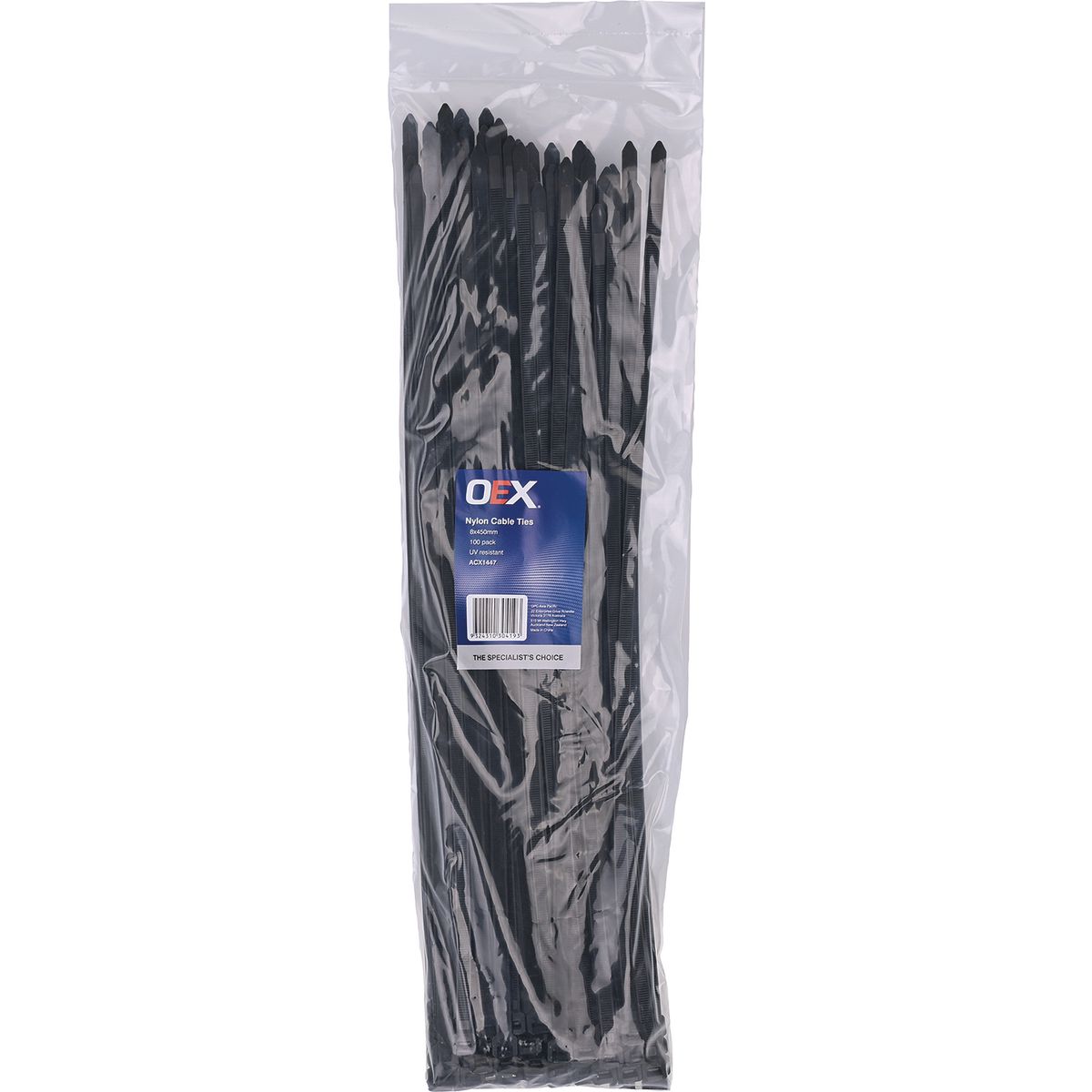 OEX Black Nylon Cable Ties - 8mm X 450mm - Pack Of 100 ACX1447