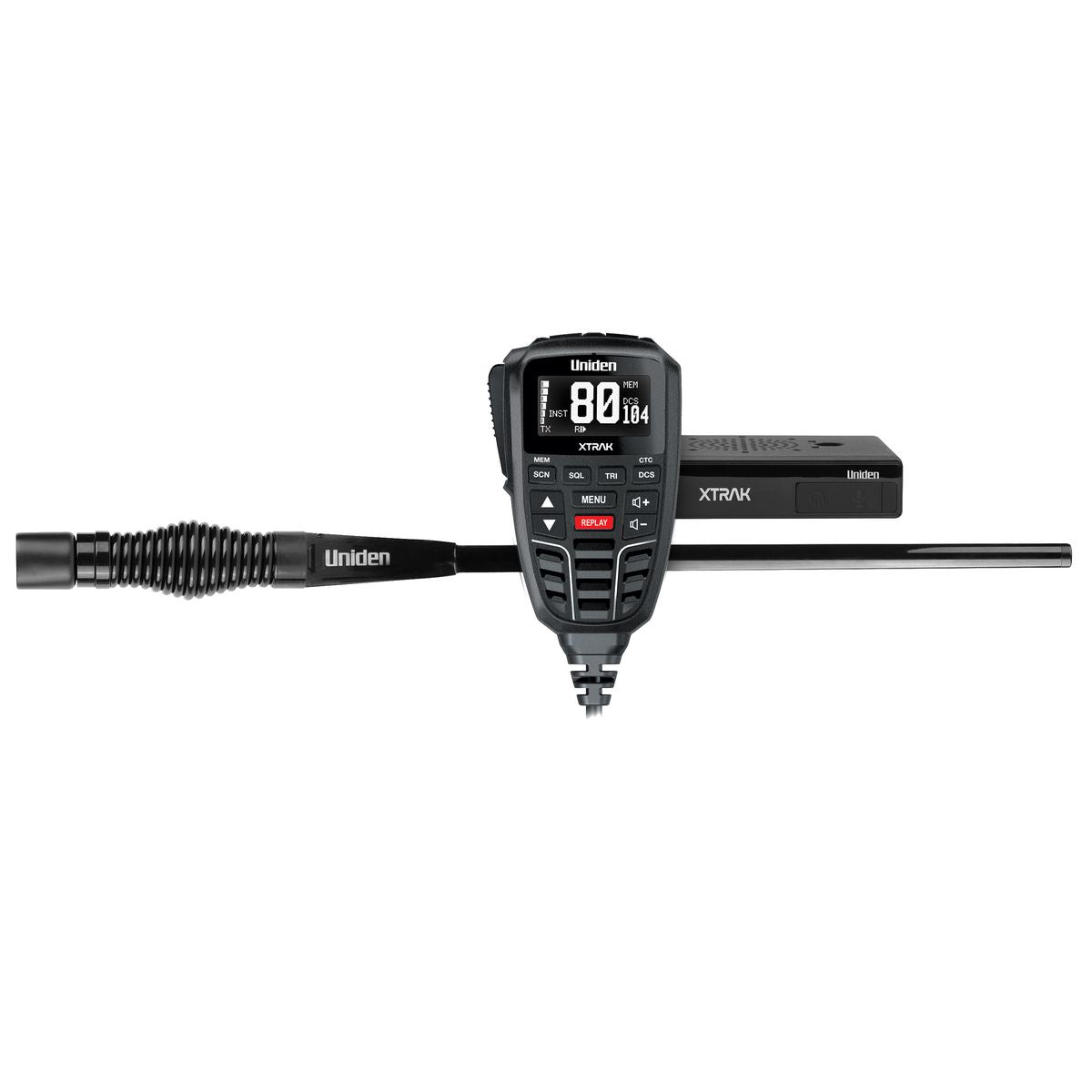 Uniden XTRAK 80 Adventure Pack, Smart UHF Radio with Large OLED Display and ATX890S Heavy Duty Antenna XTRAK 80 ADV