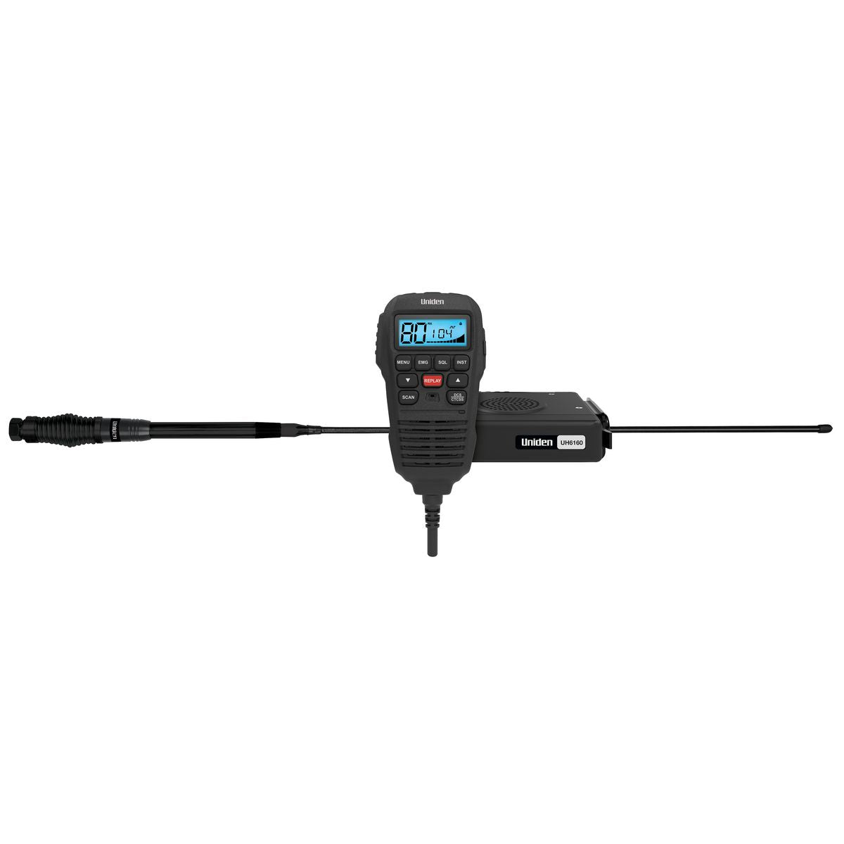 Uniden Mini Compact UHF CB Mobile With Remote Speaker Microphone and Antenna 6.6dbi ESCAPEPACK S