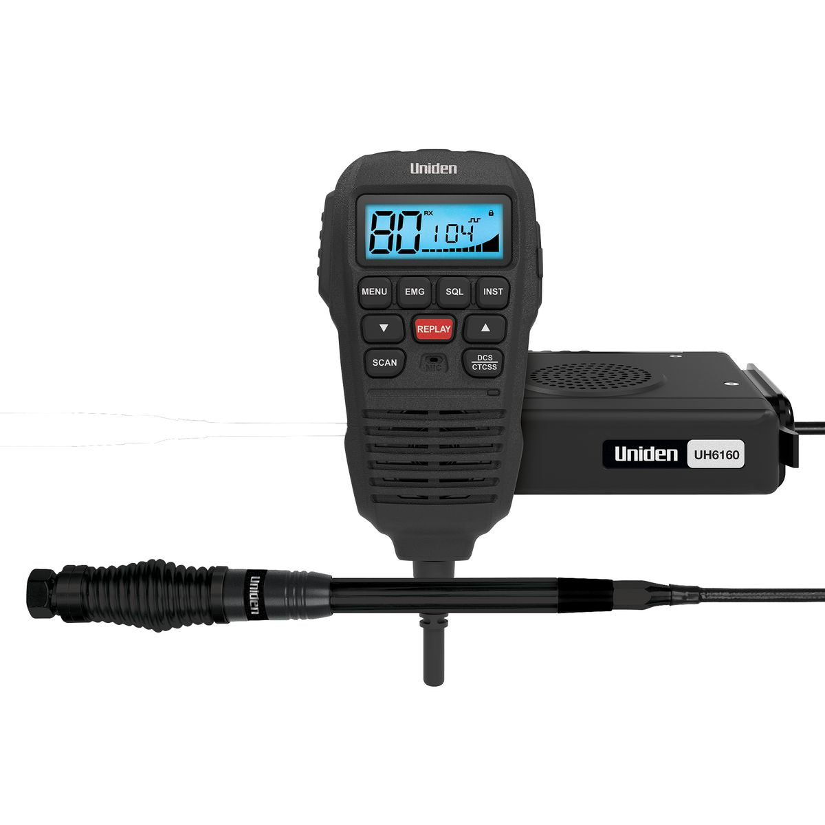 Uniden Mini Compact UHF CB Mobile With Remote Speaker Microphone and Antenna 6.6dbi ESCAPEPACK S