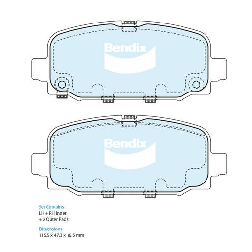 Bendix 4x4 Brake Pad Set DB2654 4WD
