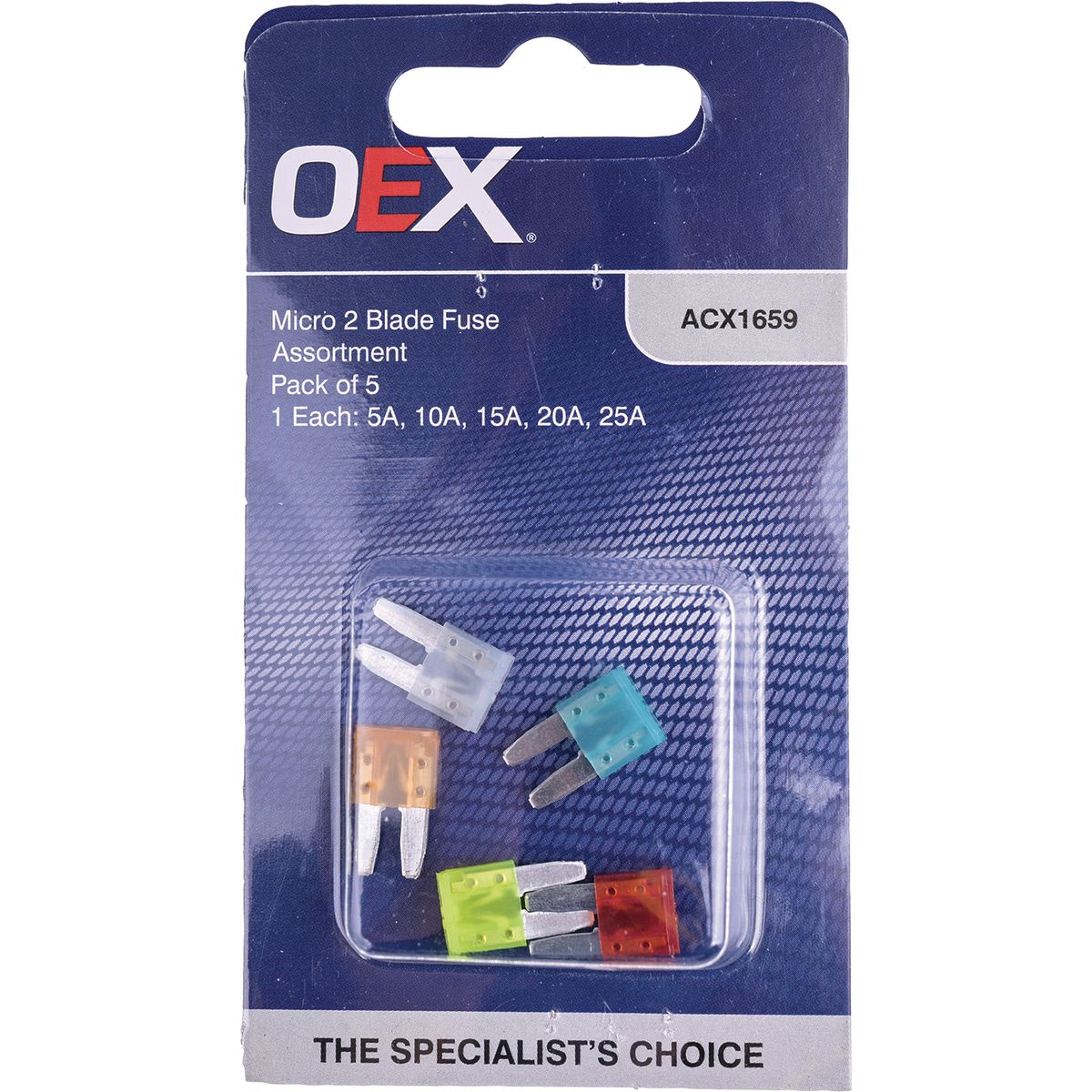 OEX Micro 2 Blade Fuse Assortment - Pack Of 5 ACX1659