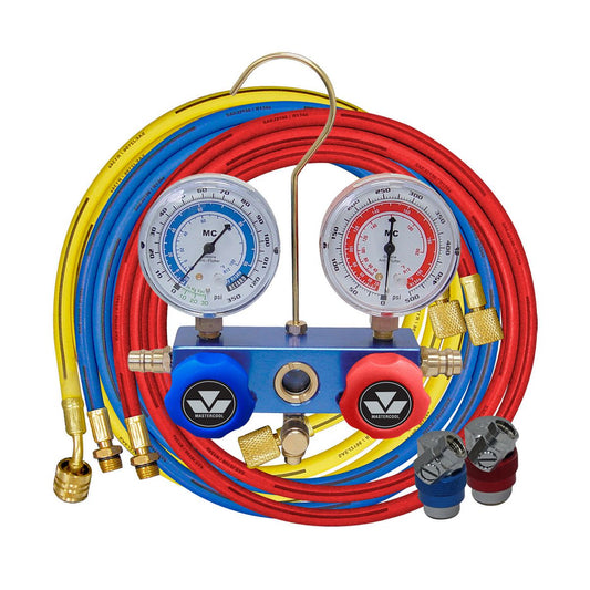 Mastercool 2 Way Manifold Set For R134A & R1234Yf With Hoses And Couplers For R134A TOX143M
