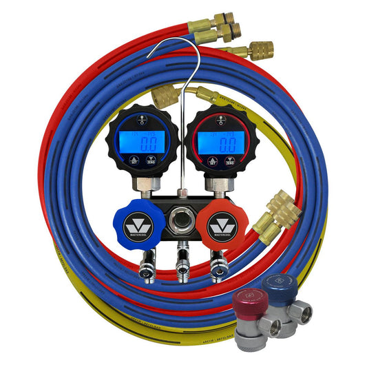 Mastercool Compact Digital Manifold Set For R134A & R1234Yf With Hoses And Couplers For R134A TOX84472
