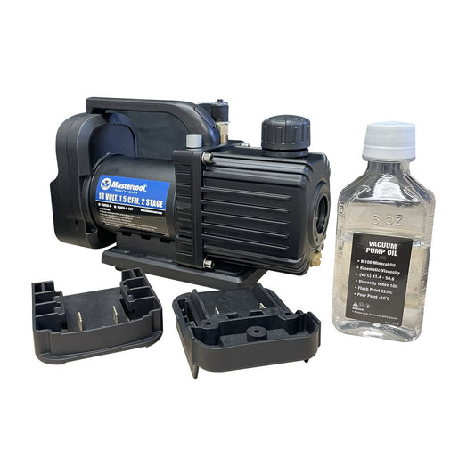 Mastercool 1.5Cfm 2 Stage Battery Vacuum Pump With Makita & Milwaukee Battery Adapters TOX90058-A-MM