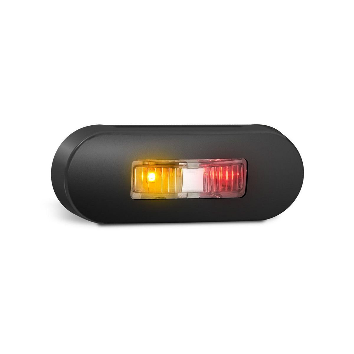 LED Autolamps Amber Red End Outline Marker, Clear Lens Coloured LEDs, Black Stainless Steel bezel, 12-24V 86BARMB
