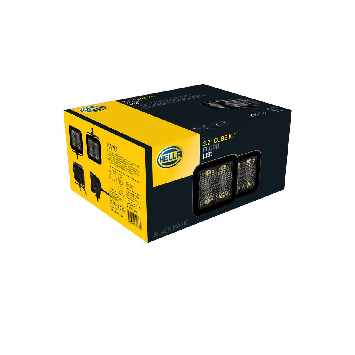Hella Black Magic LED Cube Light Kit Flood Beam 12V/24V 1FA 358 176-811