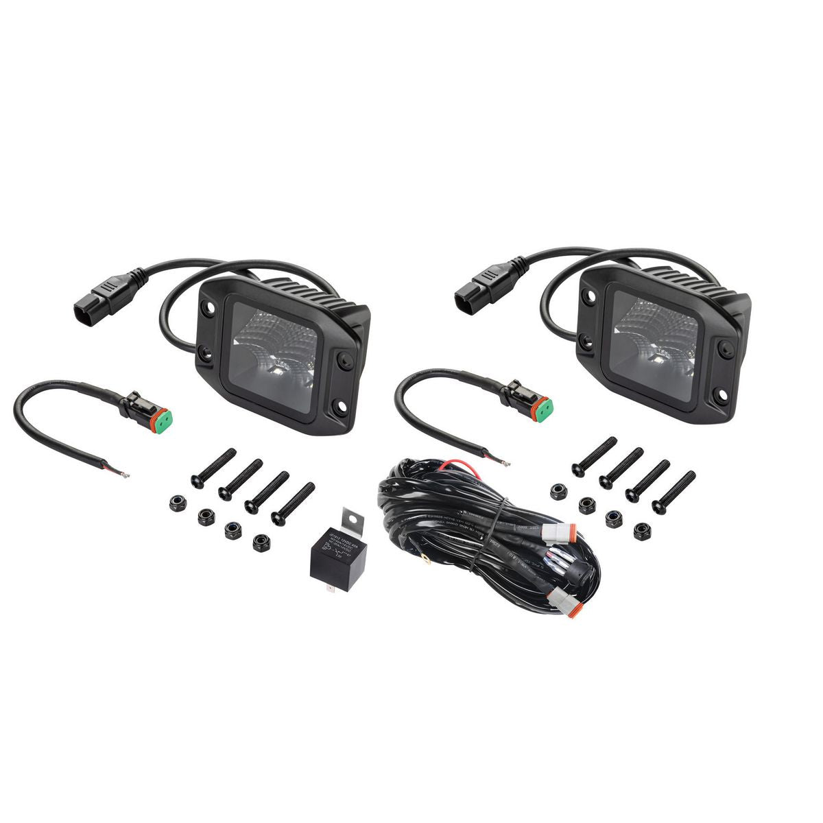 Hella Black Magic LED Cube Light Kit Flood Beam Flush Mount 12V/24V - 2 Lights + Harness 1FA 358 176-831
