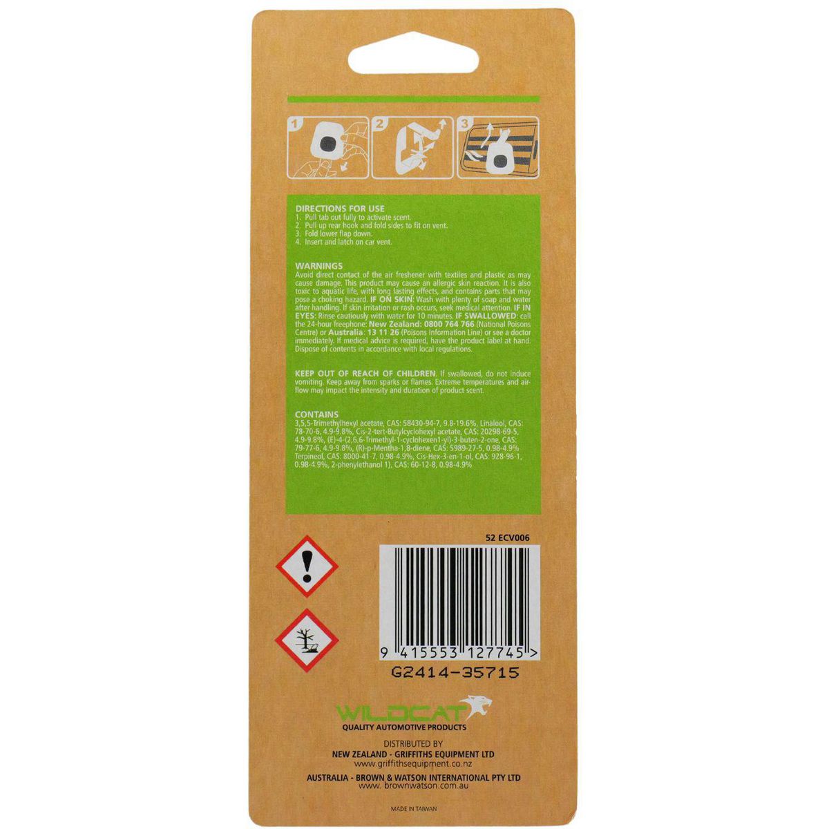 Wildcat Vent Air Freshener Peach & Petals 2 Pack 52 ECV006
