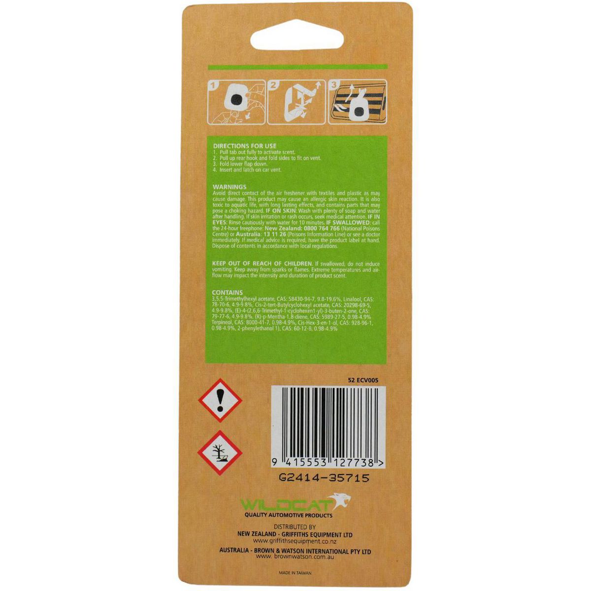 Wildcat Vent Air Freshener Vanilla 2 Pack 52 ECV005