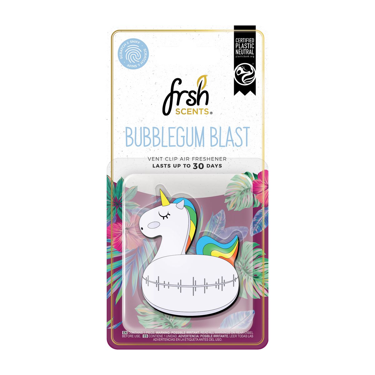 Frsh Scents Car Air Freshener Unicorn Bubblegum Blast Vent Clip VO009