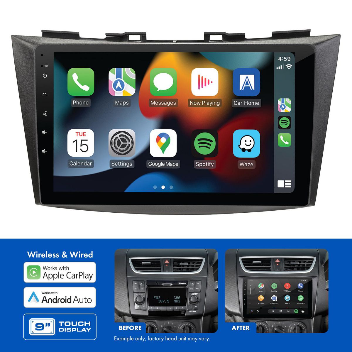 Aerpro 9In Multimedia Receiver To Suit Suzuki Swift (2011-2017) - Without Phone Buttons AMSZ3