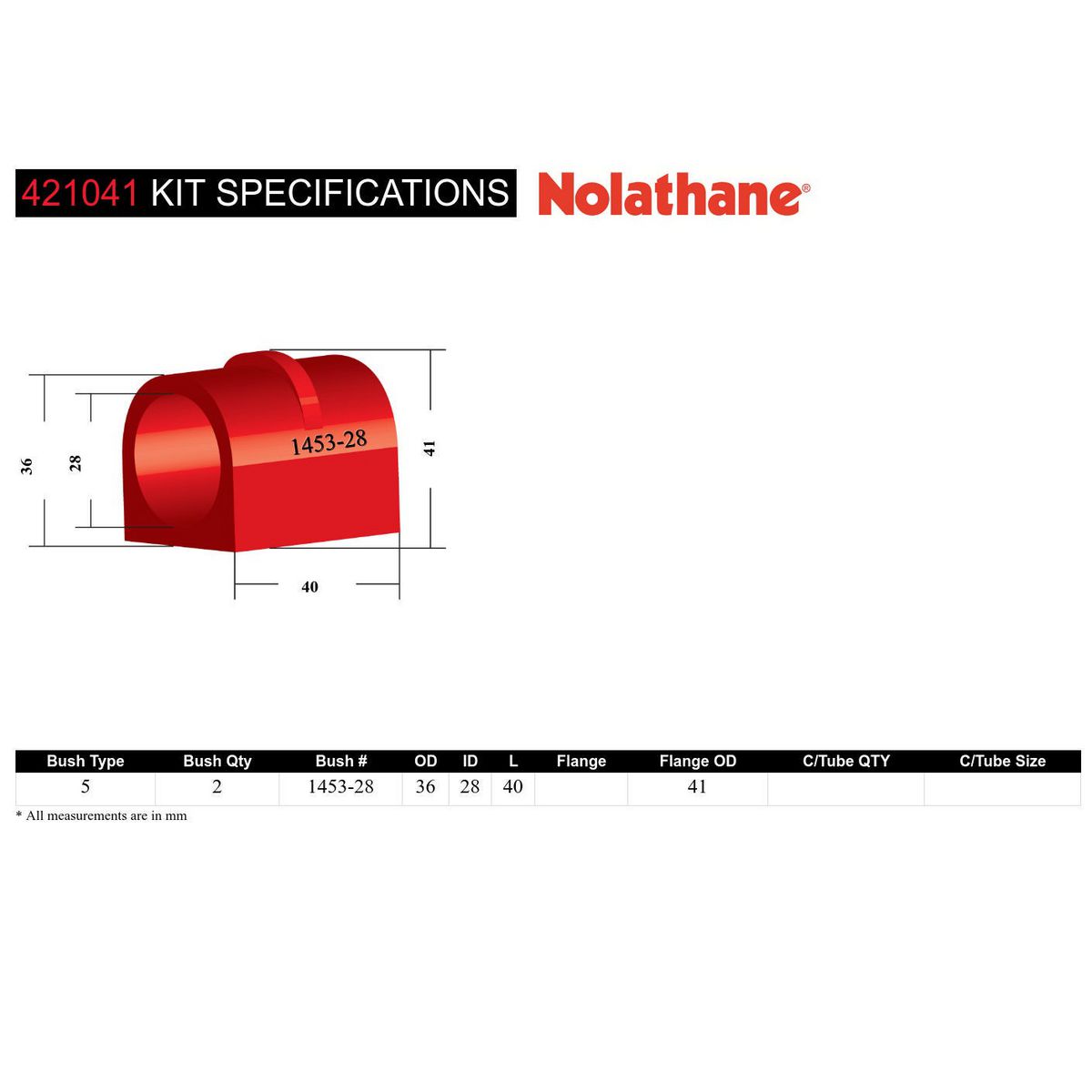Nolathane Sway Bar Mount Bushing 421041
