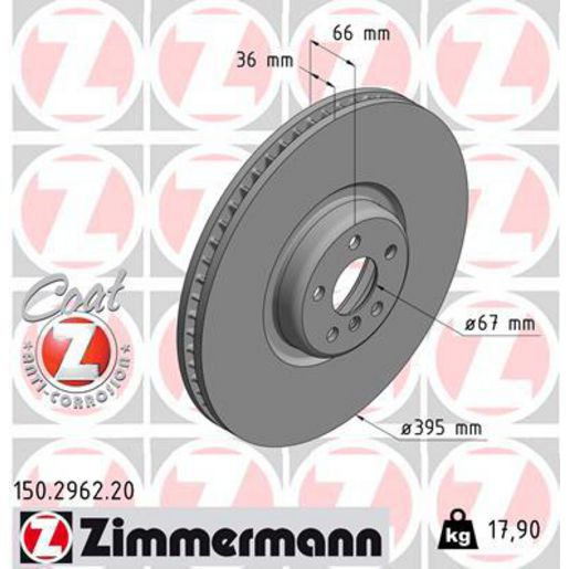 Zimmermann OE Coat Z Brake Rotor Single 395mm Front LH 150.2962.20