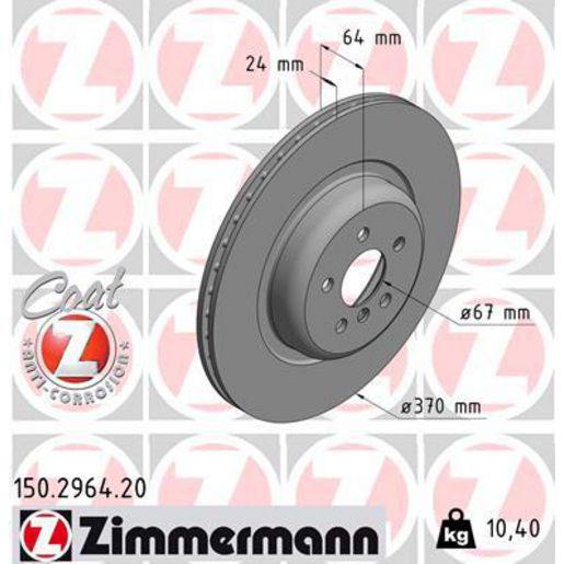 Zimmermann OE Coat Z Brake Rotor Single 370mm Rear 150.2964.20