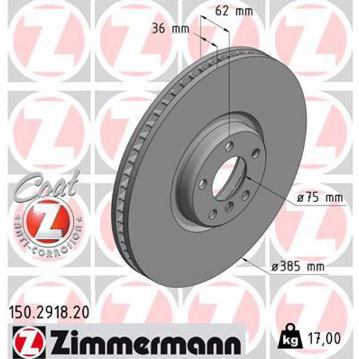 Zimmermann OE Coat Z Brake Rotor Single 385mm Front RH 150.2918.20