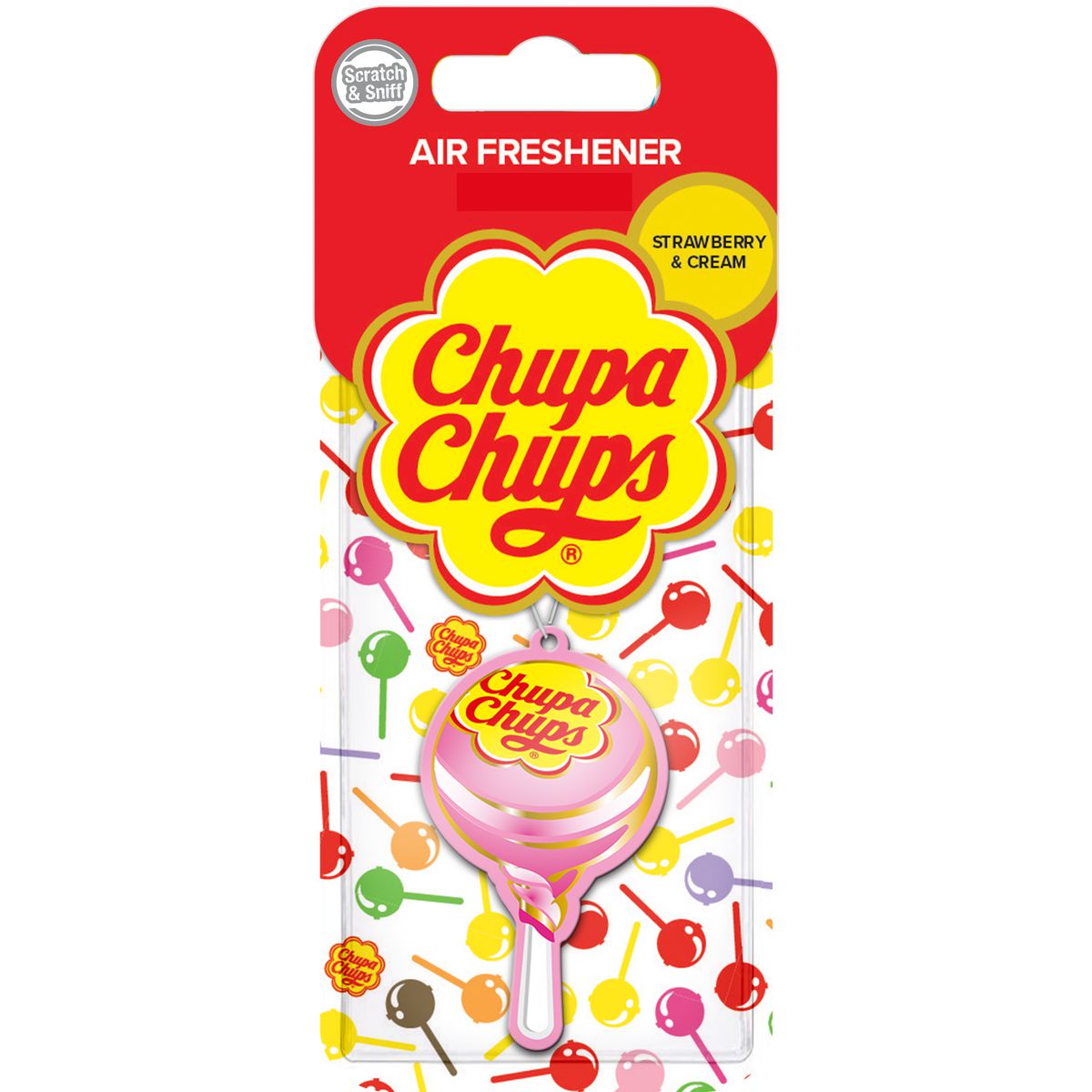 Chupa Chups Carded Lollipop Strawberry And Cream Air Freshener 3402622