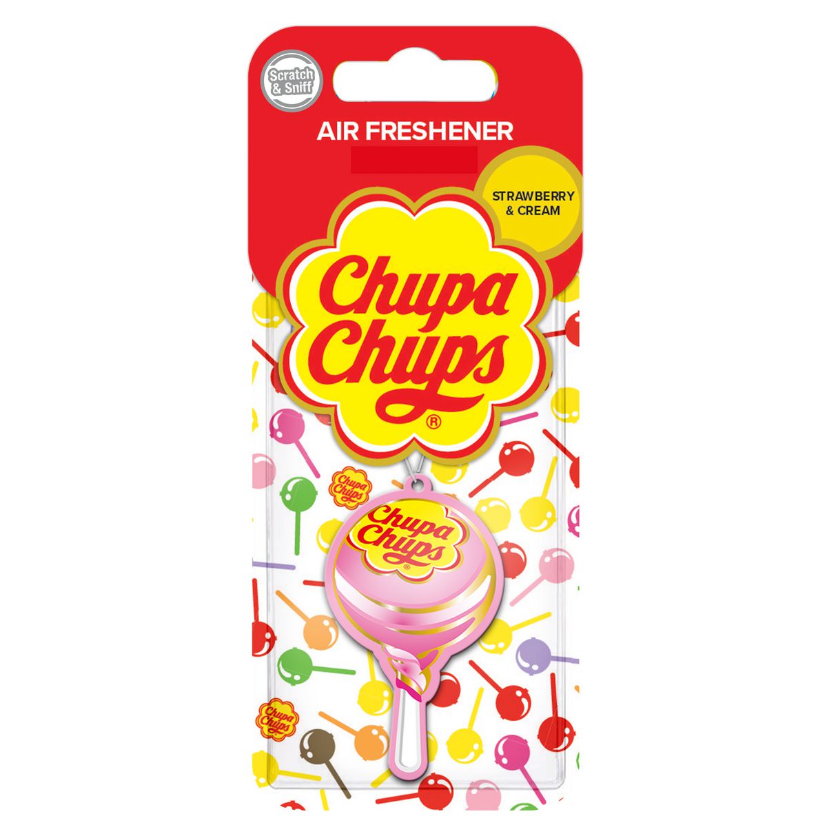 Chupa Chups Carded Lollipop Strawberry And Cream Air Freshener 3402622