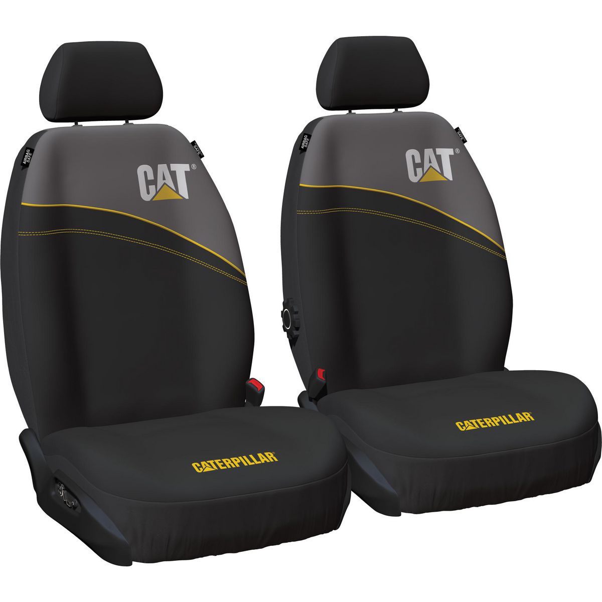 Caterpillar Front Car Seat Covers Neoprene/Canvas Black/Grey - Pair NCCATBX-BGY30