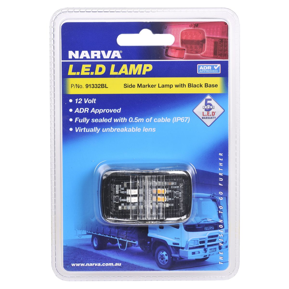 Narva Mdl 13 Side Marker Lamp Red/Amber 12V 91332BL