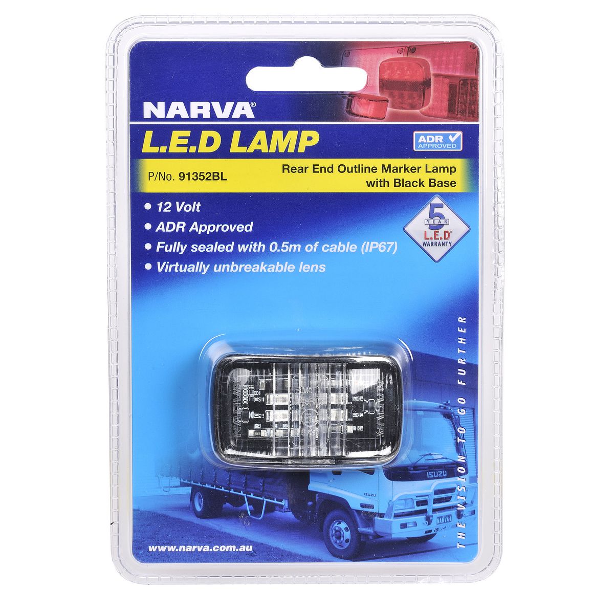 Narva Mdl13 Led Red End Outline Lamp 12V 91352BL
