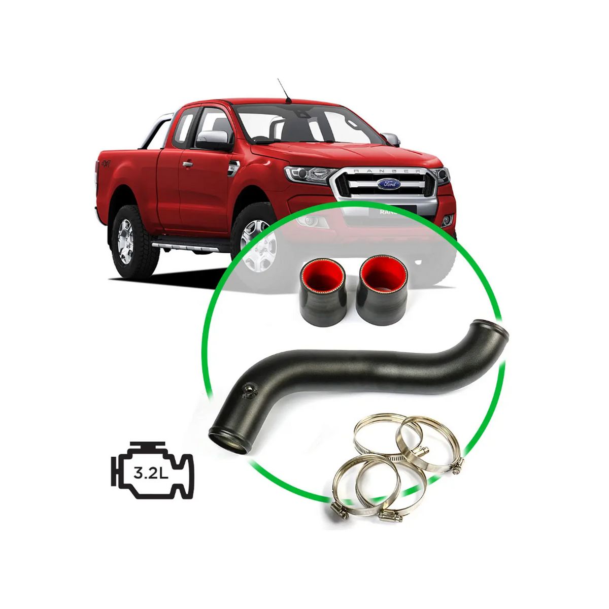 SAAS Intercooler Black Alloy Pipe Cold Side Ranger / BT50 3.2L SAH2101B