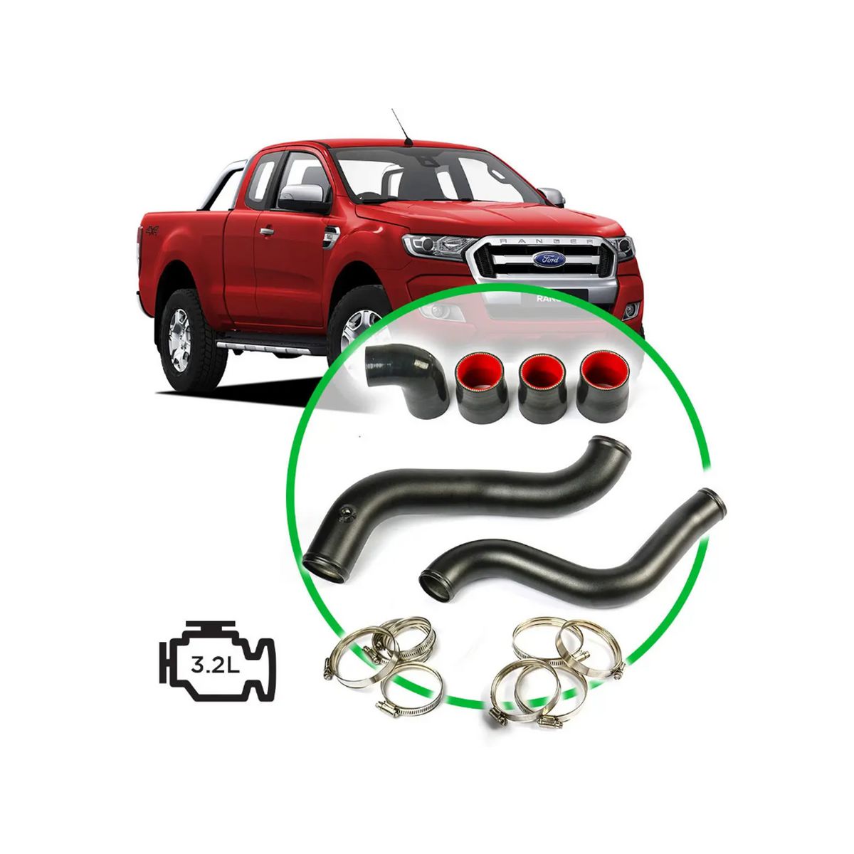 SAAS Intercooler Black Alloy Pipe Kit Ranger / BT50 3.2L SAH2101B-KIT