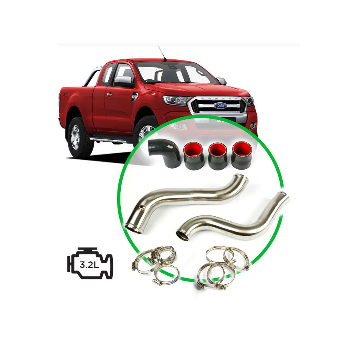 SAAS Intercooler Brushed S/S Pipe Kit Ranger / BT50 3.2L SAH2101SS-KIT