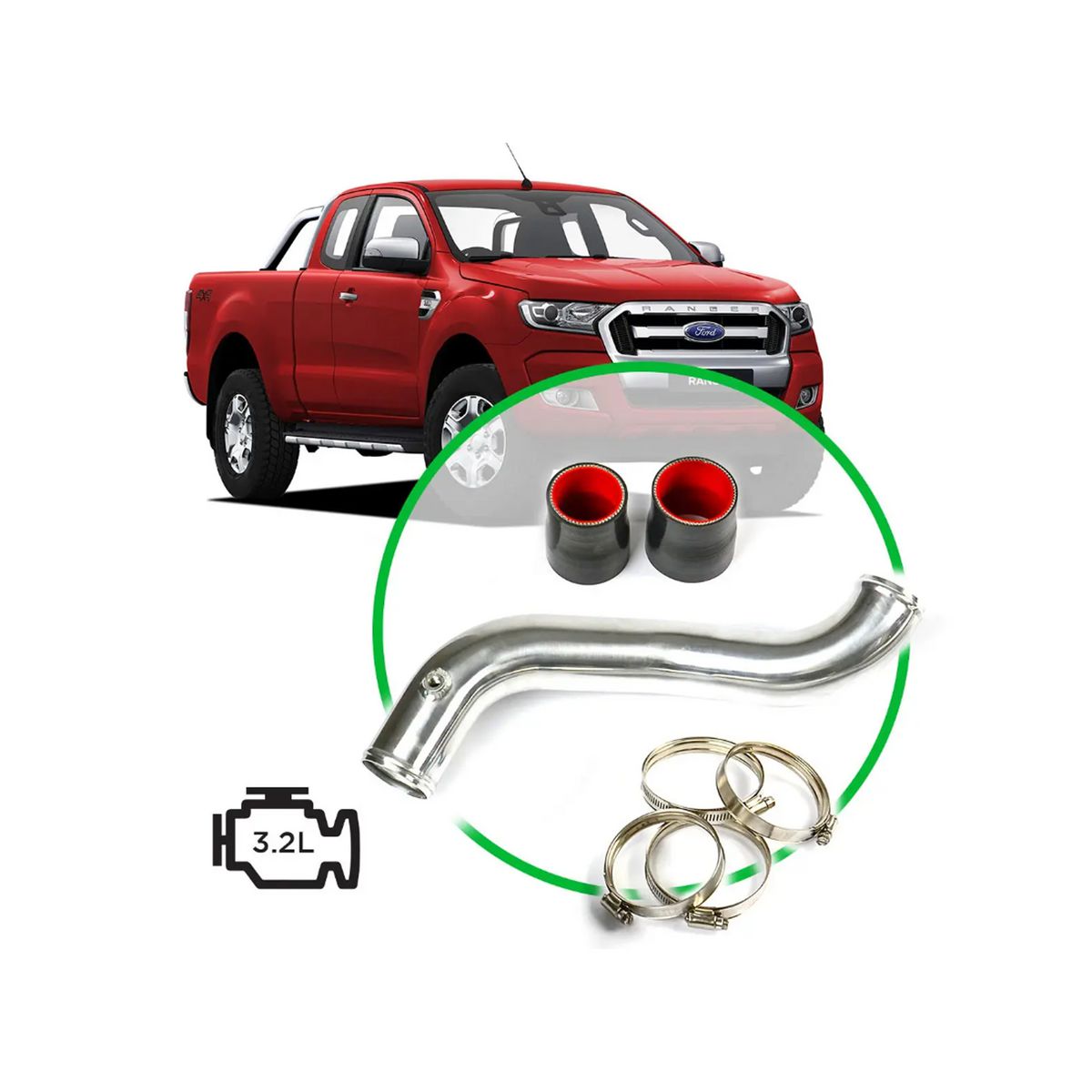 SAAS Intercooler Polish Alloy Pipe Cold Side Ranger / BT50 3.2L SAH2101