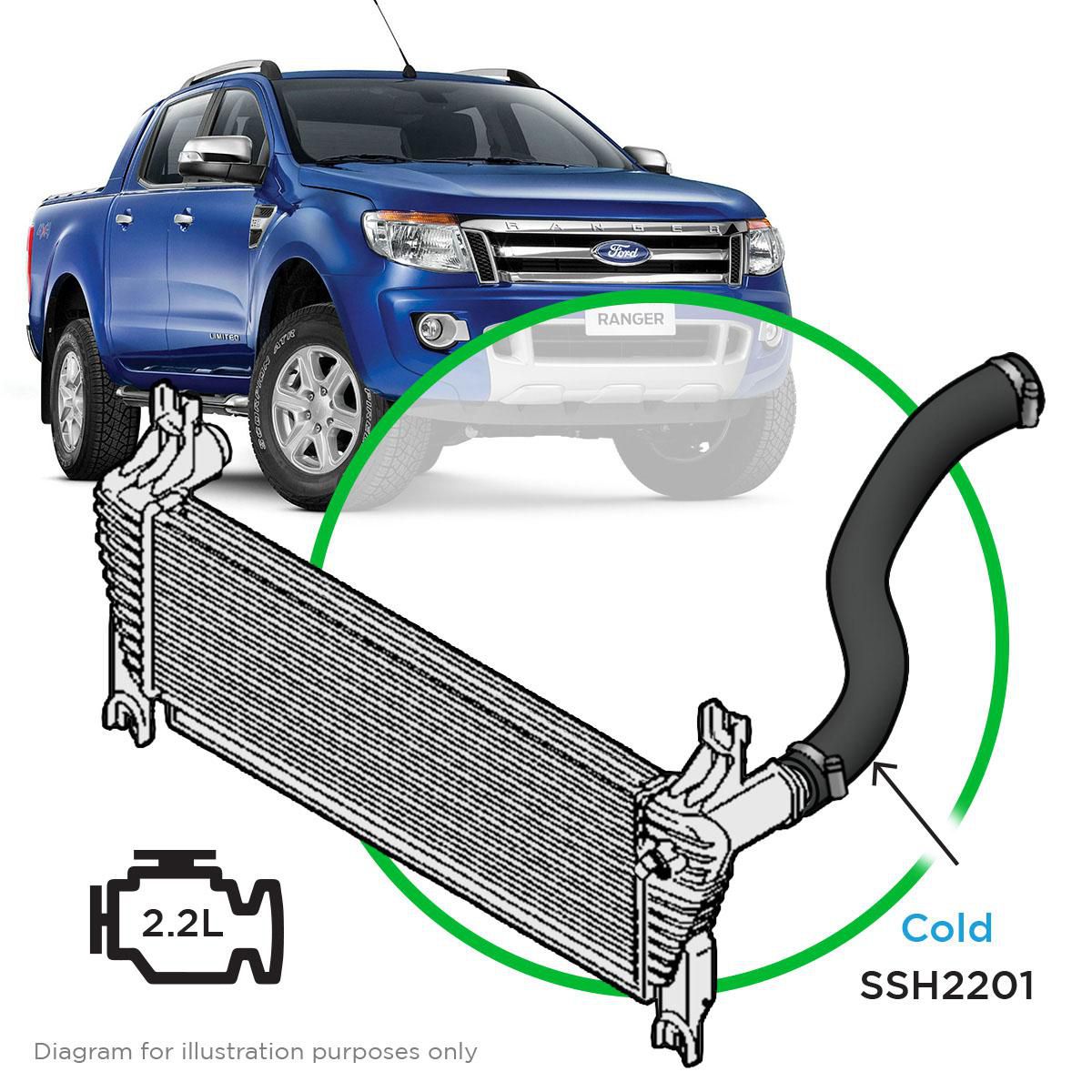 SAAS Silicone Intercooler Cold Top Pipe Ranger/BT50 2011-On 2.2 L SSH2201