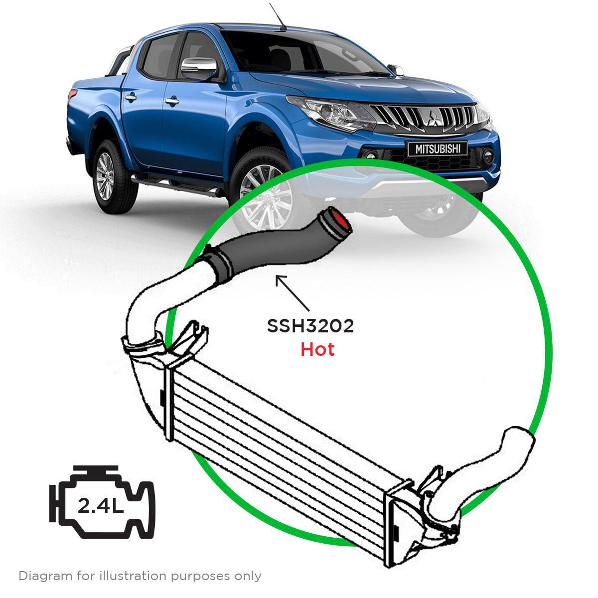 SAAS Silicone Intercooler Pipe LH Hot Triton 2.4L Mq 2015 - On SSH3202