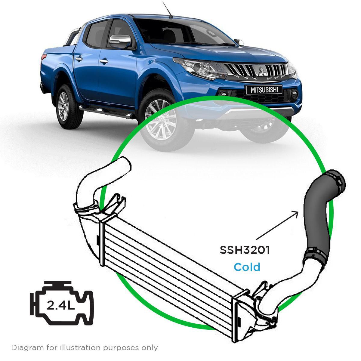 SAAS Silicone Intercooler Pipe Rh Cold Triton 2.4L Mq 2015 - On SSH3201