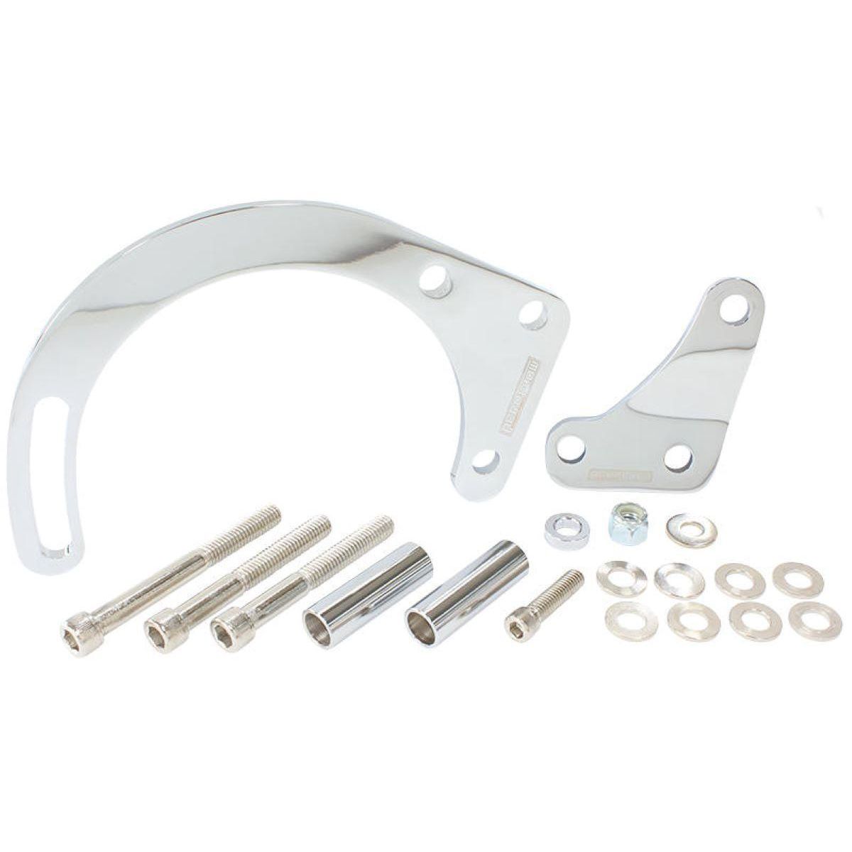 Aeroflow AF64-4015 Low Mount Alt Bracket Chrome With Short Water Pump Fits SB Chev