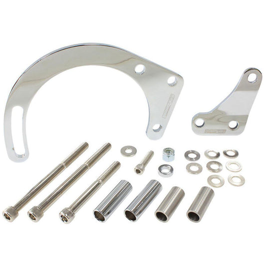 Aeroflow AF64-4010 Low Mount Alt Bracket Chrome With Long Water Pump Fits SBC