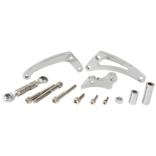 Aeroflow AF64-4004 Low Mount Alt Bracket Left Side SWP Polished Fits SBC