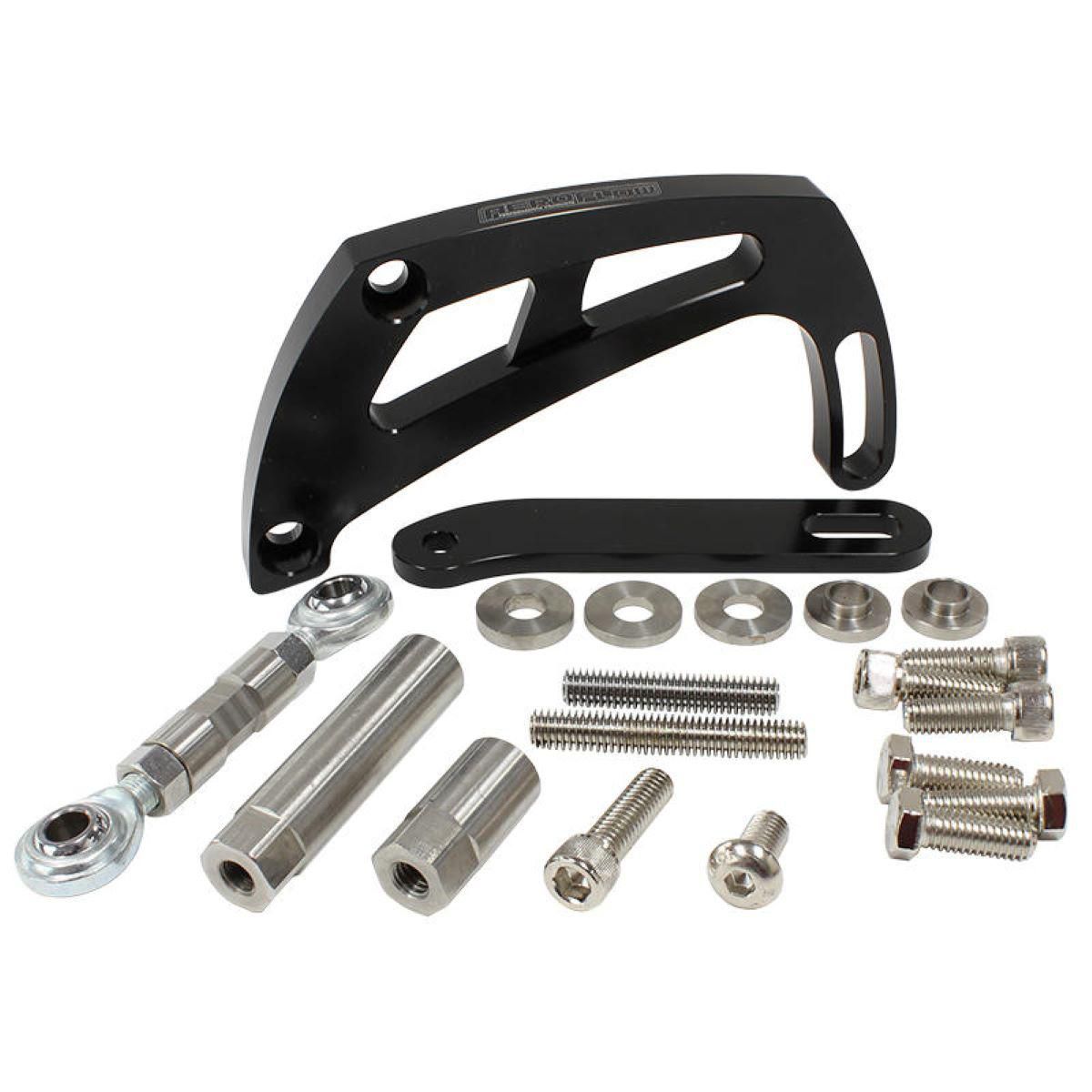 Aeroflow AF64-4011BLK Black Power Steer Bracket High Mount Suits SB Chev
