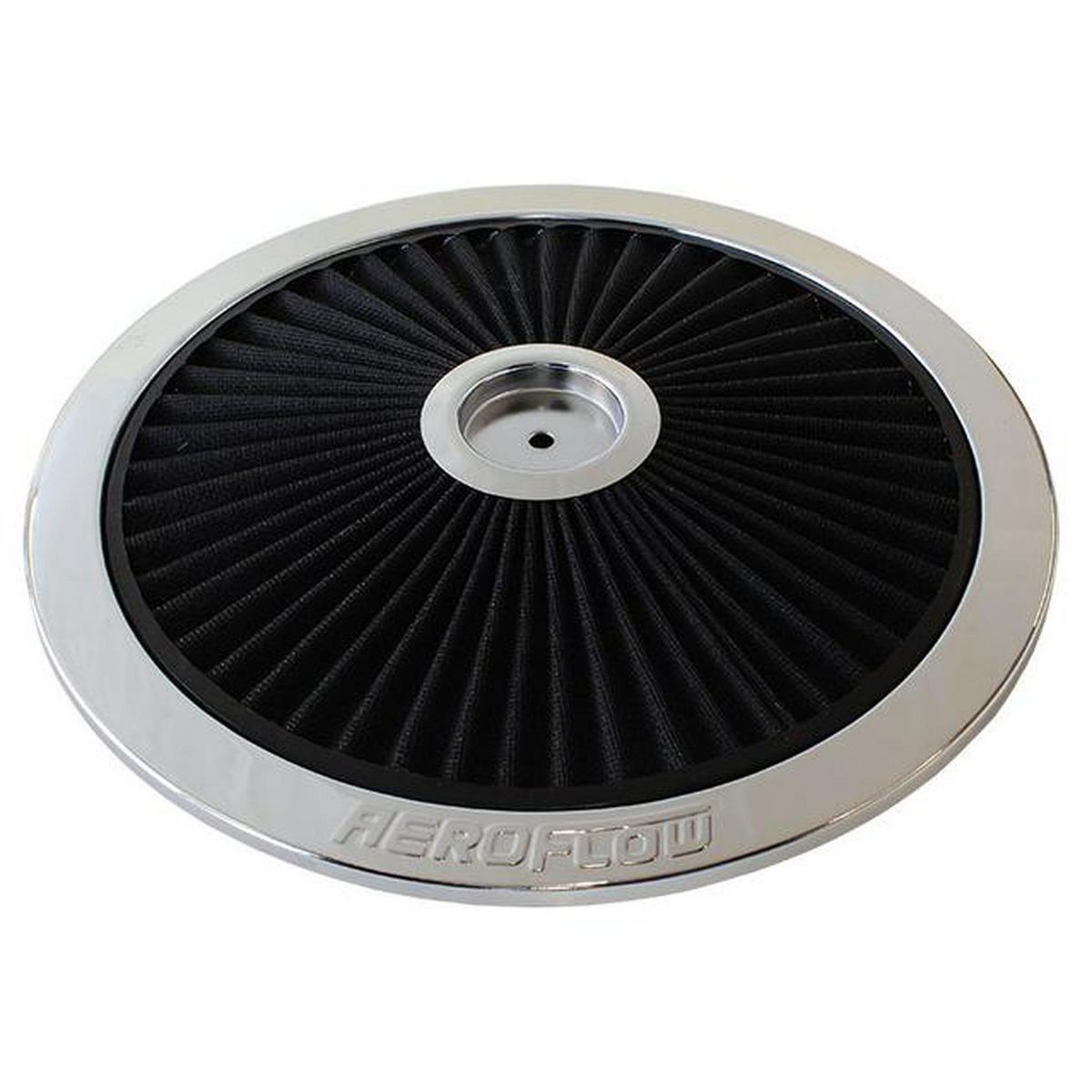 Aeroflow AF2851-1401 14" Chrome Full Flow Top Plateblack Cotton Hi Flow