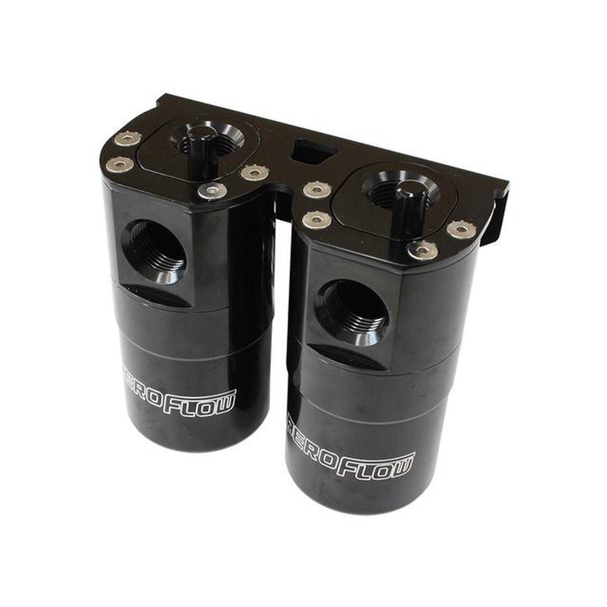 Aeroflow Dual Universal Catch CAN -10 ORB Black AF64-4364BLK