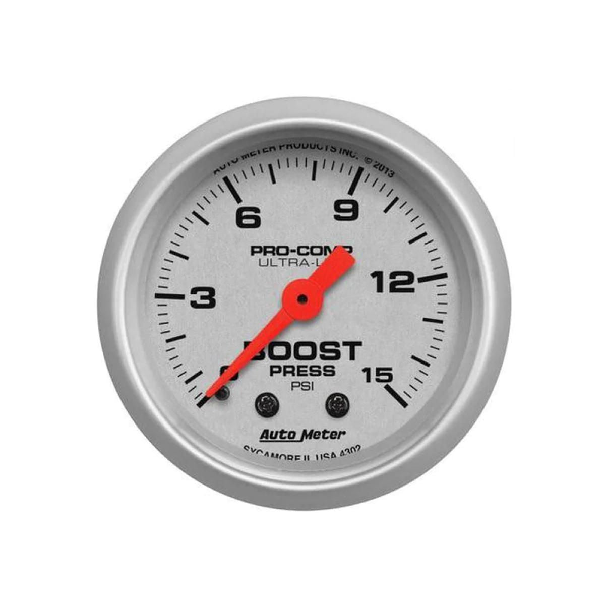Autometer Ultra-Lite 2-1/16in Boost Gauge 0-15 PSI Mechanical AU4302