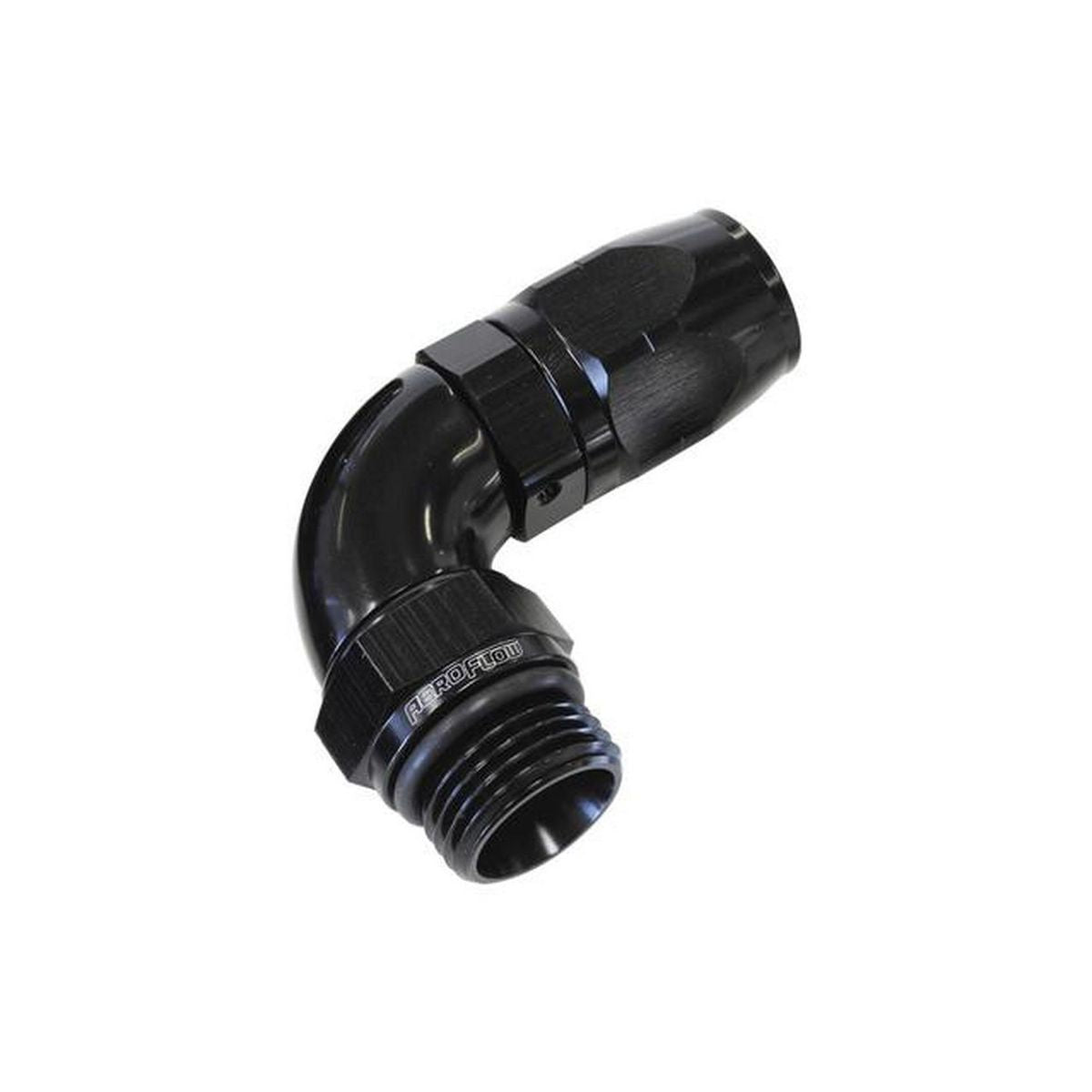 Aeroflow AF549-10-12BLK Male Hose End -12 ORB To -10 Hose full Flow Billet 90 Deg Black AF549-10-12BLK