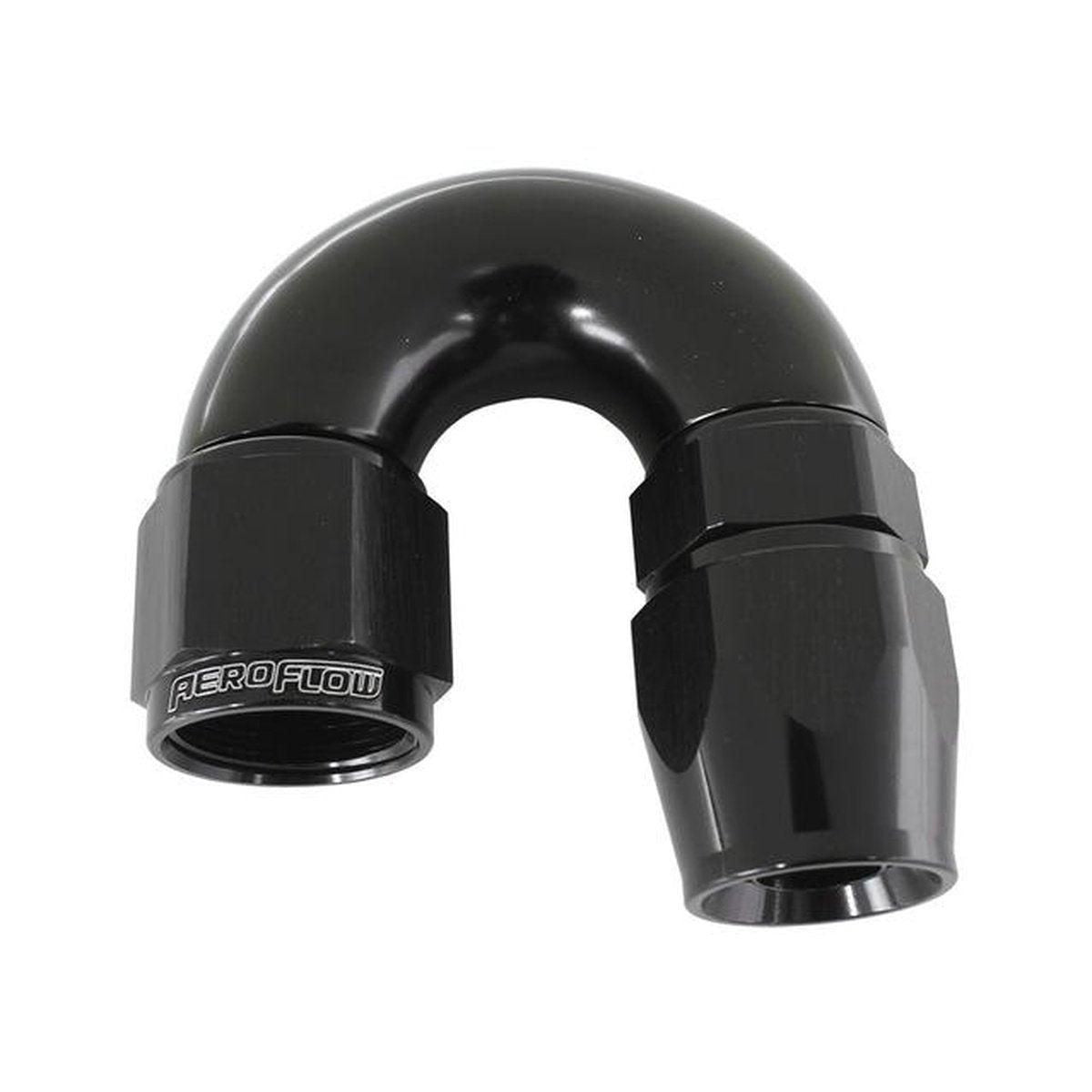 Aeroflow AF576-08DBLK 180 Deg -8AN Full Flow Teflon Hose End Black 1 Piece Fullflo AF576-08DBLK