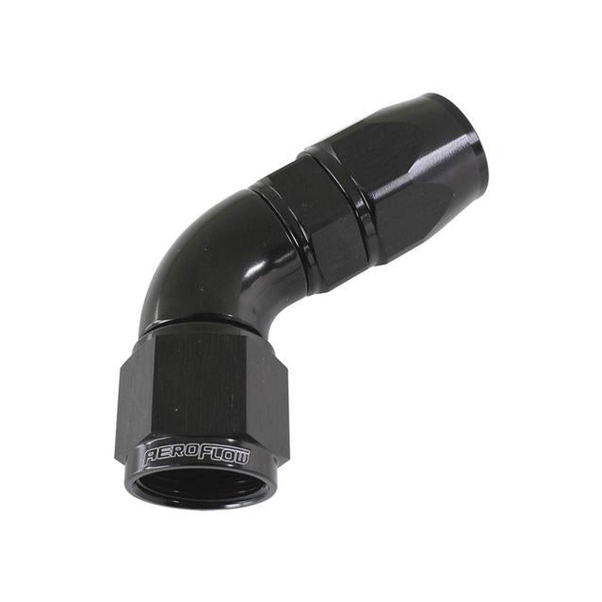 Aeroflow AF578-08DBLK 60 Deg -8AN Full Flow Teflon Hose End Black 1 Piece Fullflo AF578-08DBLK