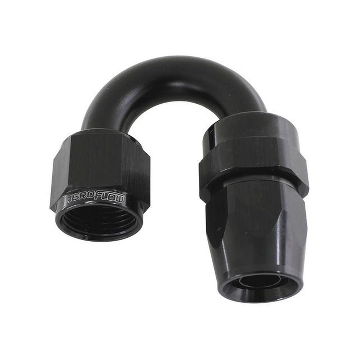 Aeroflow AF206-06DBLK Alloy 180 Deg Hose End -6AN Black Full Swivel Suits Teflon AF206-06DBLK