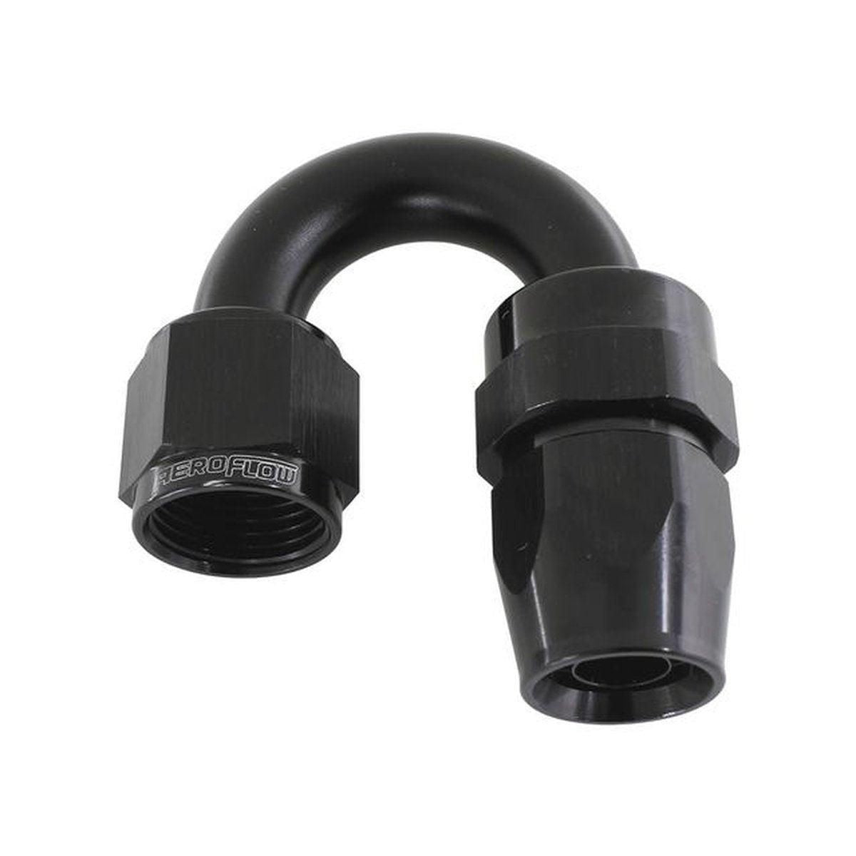 Aeroflow AF206-08DBLK Alloy 180 Deg Hose End -8AN Black Full Swivel Suits Teflon AF206-08DBLK