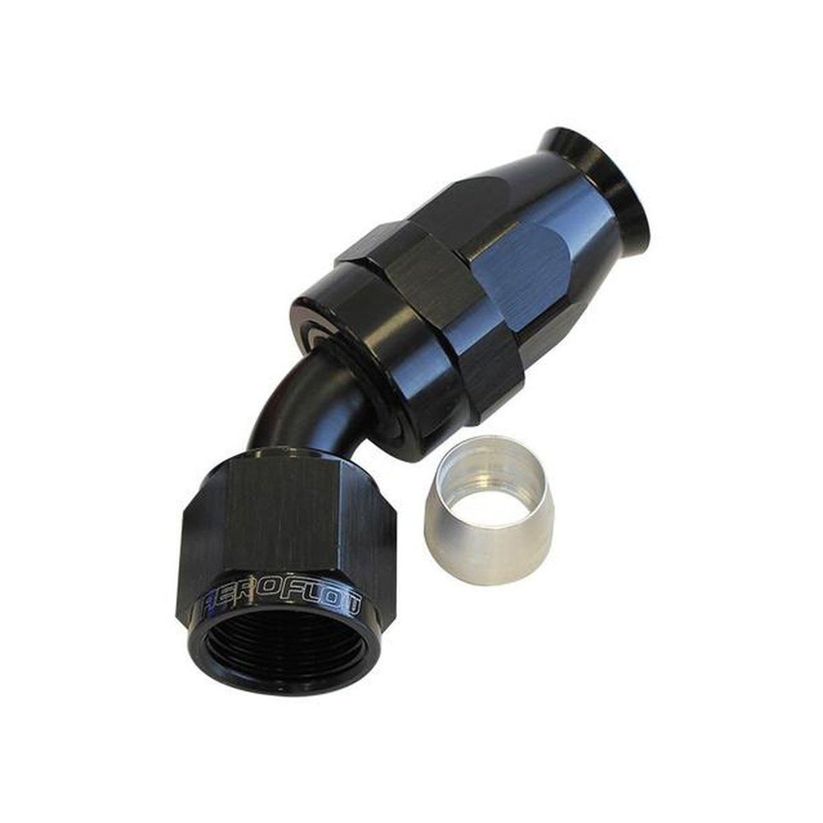 Aeroflow AF202-04DBLK Alloy 45 Deg Hose End -4AN Black Full Swivel Suits Teflon AF202-04DBLK