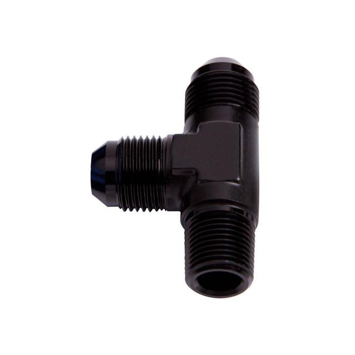 Aeroflow AF826-04BLK Tee -4AN With 1/8" NPT On Run Black AN Tee With NPT On Run AF826-04BLK